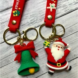 Christmas 3D Bell & Santa Keychains